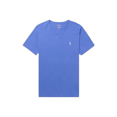 Polo однотонный логотип вышитый круглый вырез прямой крой короткий рукав футболка мужские топы синий 710671438-195
