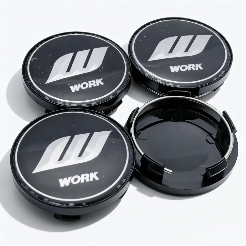 4pcs JDM W Work Logo Emblem Badge Car Wheel Center Caps 58MM 54MM Wheels Hub Cap Rim Hubcaps Dust Cover Replace Car Accessories