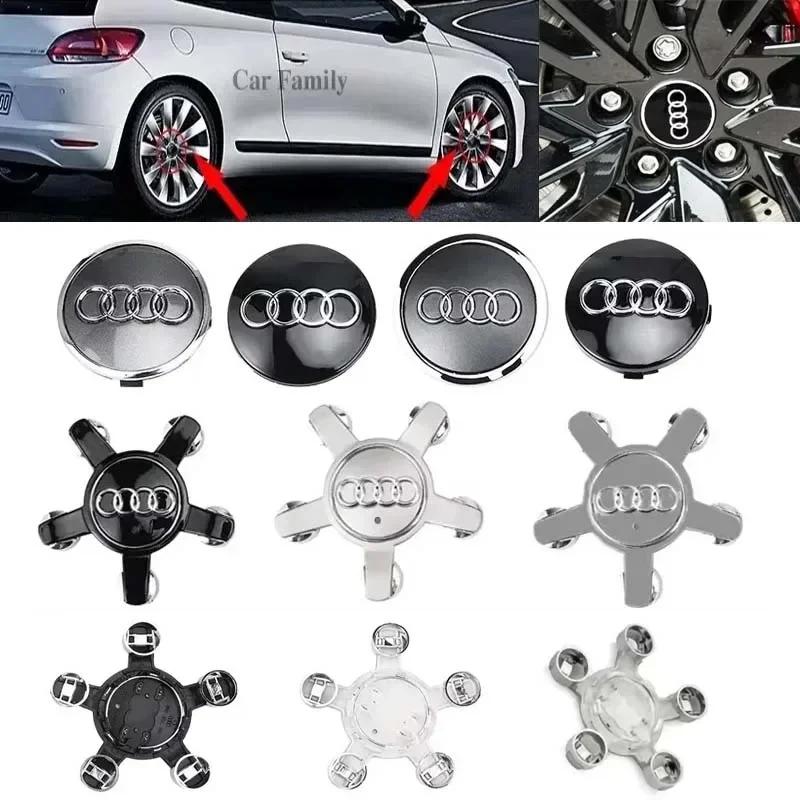 For Audi A5 4Pcs 60/61/68/69/77/135mm Car Wheel Hub Caps Center Rim Cover Badge Decoration Accessories For Audi A4 A5 A6 A7 A8 Q5 Q7 Hubcap