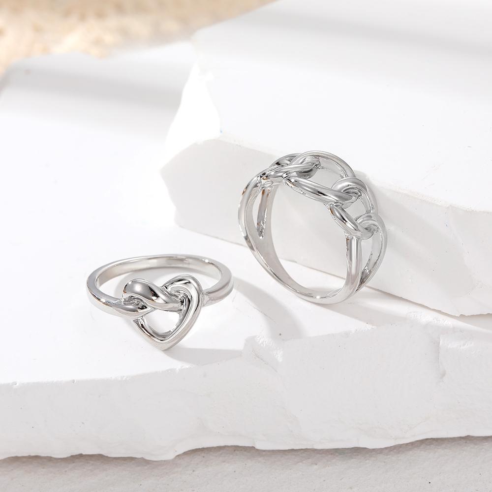 Модное полое женское кольцо, комплект из 2 предметов, комбинированное кольцо «Любовь», элегантное легкое кольцо, роскошный изысканный подарок, простой набор колец для девочек