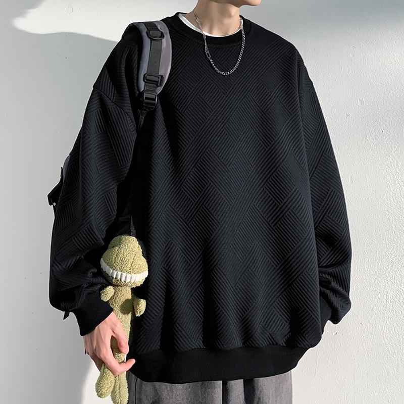 Мужская базовая толстовка с круглым вырезом на осень 2025 года, плавающий узор, высококачественная тканая толстовка