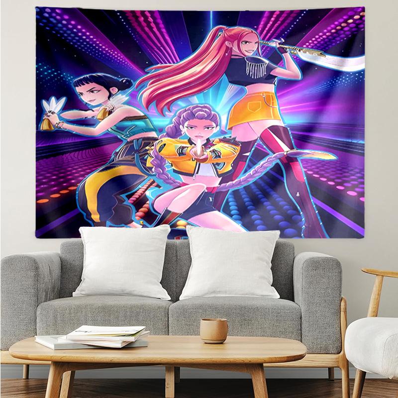Kpop Hunter Tapestry for Bedroom Aesthetic Classroom Tapestries Wall Hanging for Living Room Dorm Office,Ideal Creative Gift