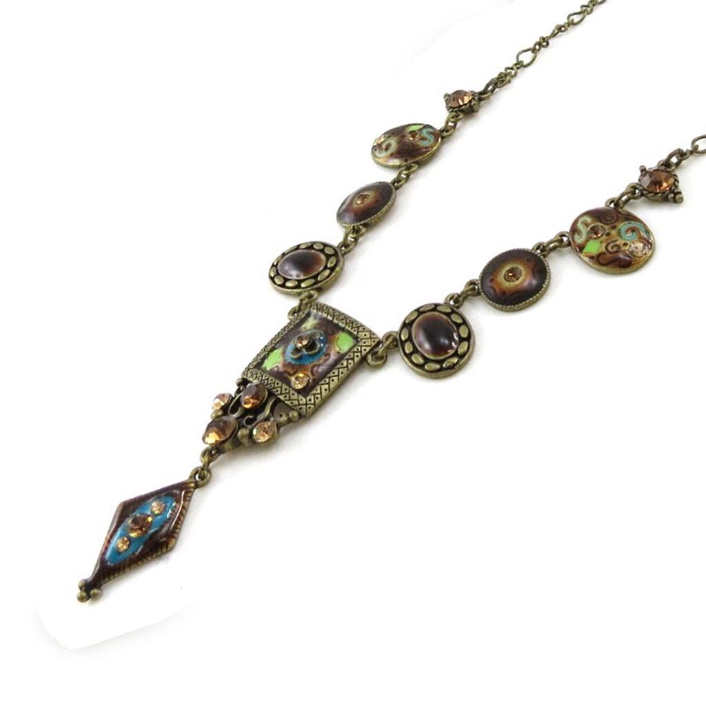 Les Trésors De Lily [E5700] - 'Phedre' Turquoise Brown Designer Necklace