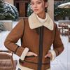 Женская косуха из натуральной овчины - с густым мехом, короткое пальто для осени/зимы 2023.