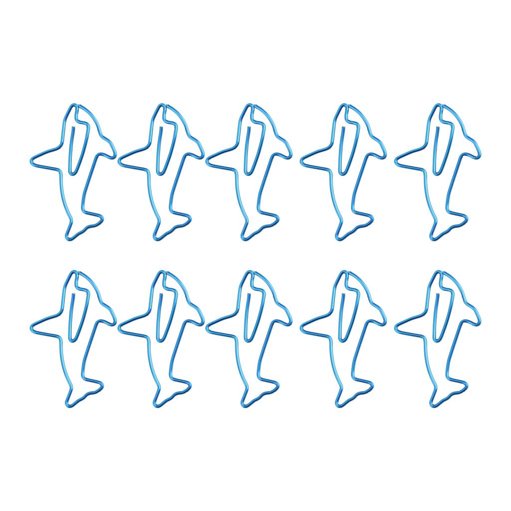 100Pcs Paper Clips Unique Dolphin Shape Lightweight Portable Electroplating Process Metal Paperclip Office Clips