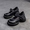 GKTINOO Retro Thick Soled Comfortable Pumps 2025 Autumn New Genuine Leather Round Toe Hook & Loop Women's Shoes