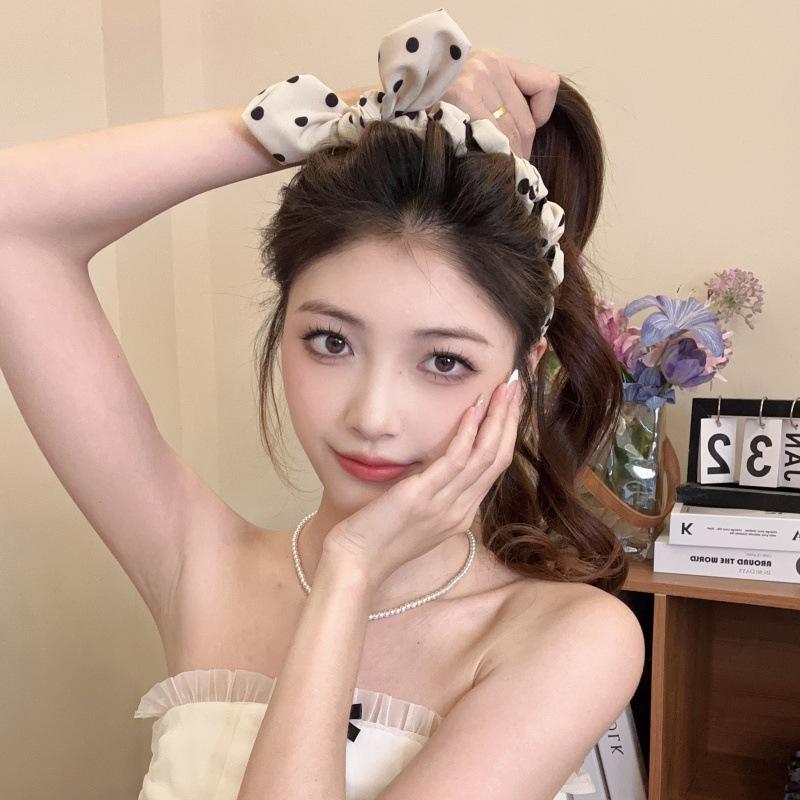 Elegant Polka Dot Bow Toothed Hairband For Women Girls Sweet Hair Ornament Headband Hair Hoop Hair Accessories Gift