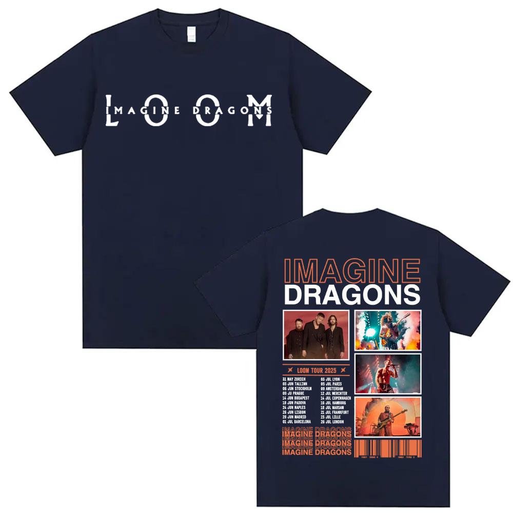 Футболка Imagine Dragons Loom World Tour Мужская и Женская Летняя Хлопковая Одежда Футболка с Коротким Рукавом