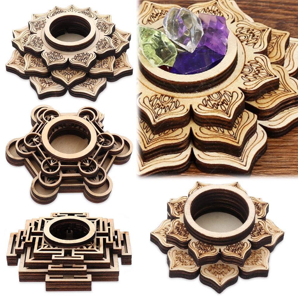 Модный узор лотоса, хрустальная резьба, деревянная основа, декор для медитации, деревянные украшения, основа из хрустального шара