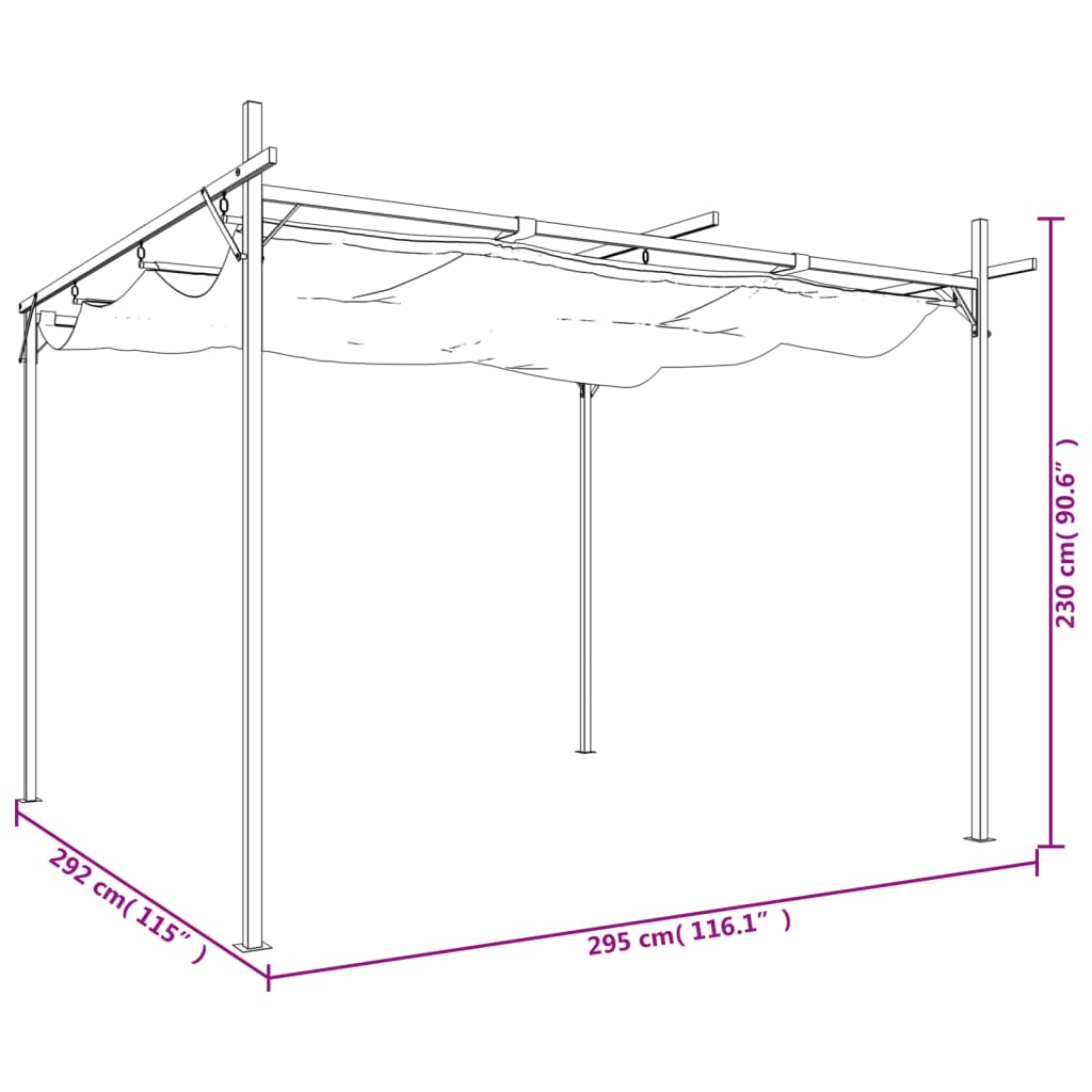 Pergola with Sliding Roof Cream 295 x 292 x 230 cm