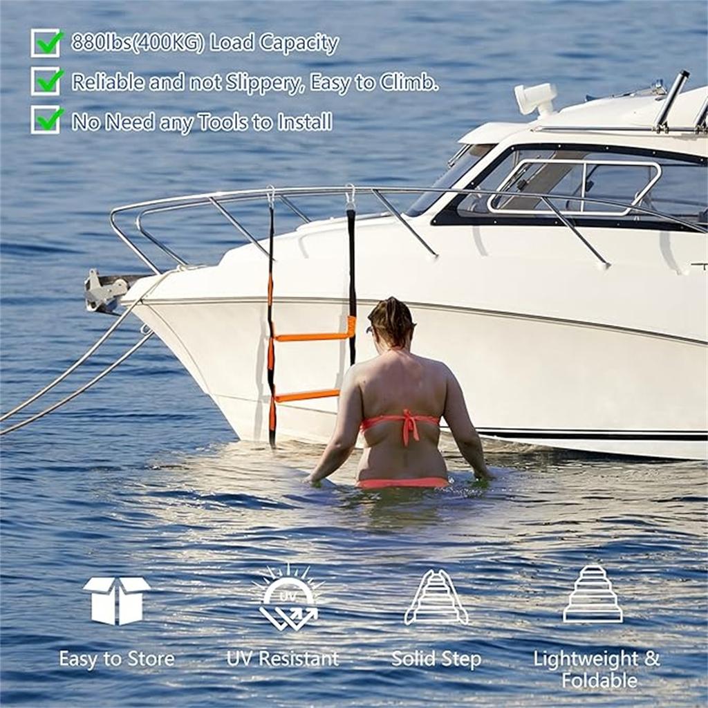 Reinforced Rope Ladder – Climbing Ladder for S, Kayaks, Inflatable S, Motors, Wooden Accessory