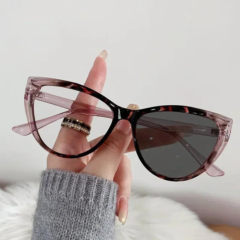 Ladies Cat Eye Finished Photochromic Myopia Glasses Vintage Men's Outdoor Color Changing Minus Sunglasses Diopter 0-1.0-1.5-4.0