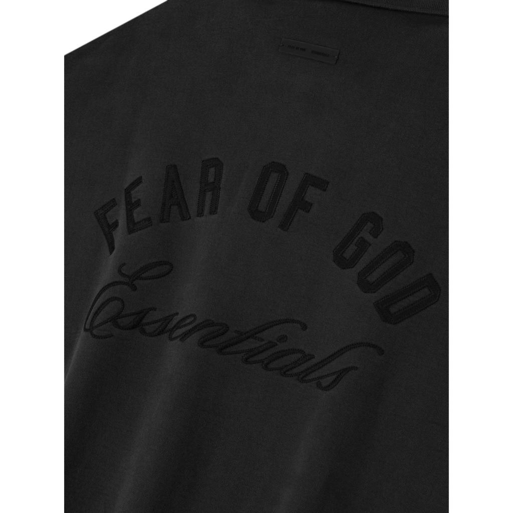 Fear of God Essentials Вышитая Классическая Толстовка Поло Винтажная Черная Мужские Топы 192HO252042F