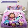 3pcs Gabby’s Dollhouse Bedding Set Duvet Cover Closure Includes 1 Duvet Cover & 2 Pillowcases, Soft and Comfortable for All Seasons.