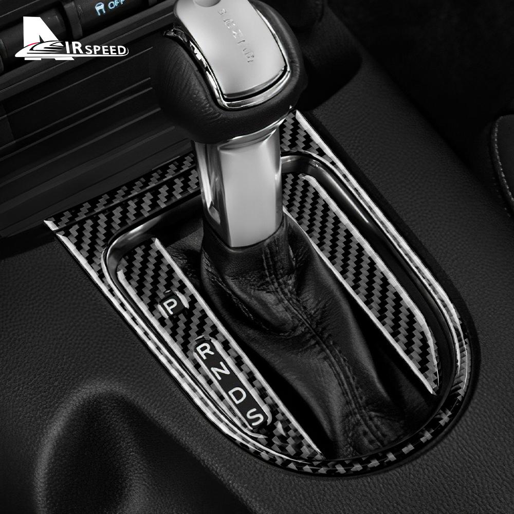 Real Soft Carbon Fiber Sticker For Ford Mustang 2015 2016 2017 2018 2019 2020 2021 2022 Car Gear shift Panel Trim Accessories