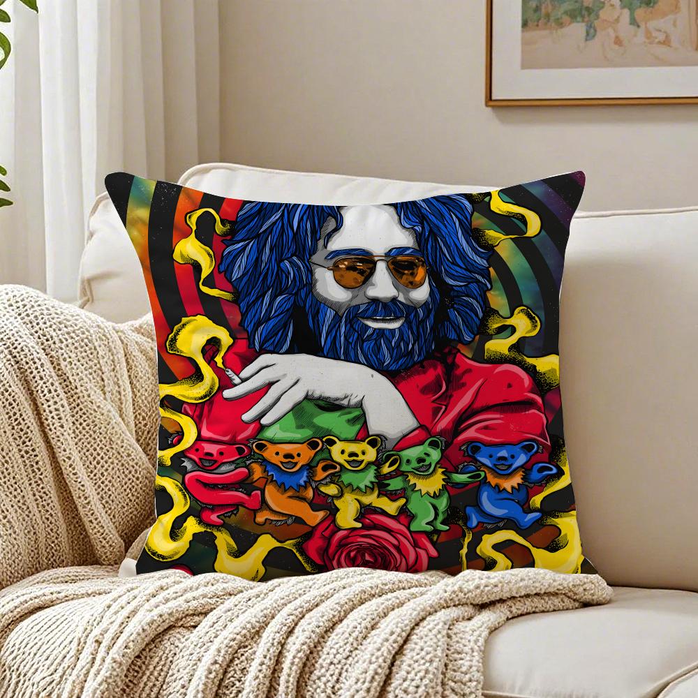 GGrateful Dead Cushion Cover Linen Pillowcase Soft for Sofa Bed Home Room Decor