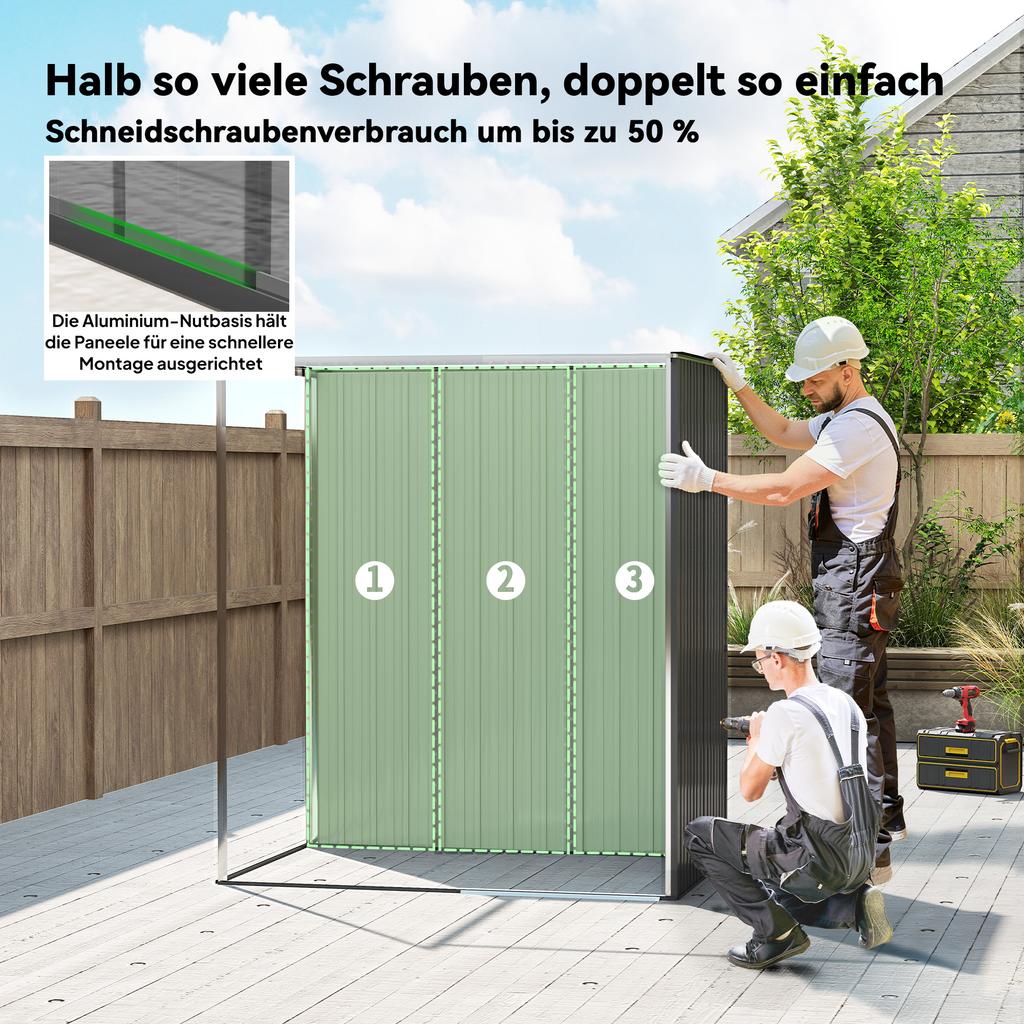 5 x 3.5ft Metal Garden Storage Shed with Effortless Assembly and 2 Pairs of Gloves, Waterproof Outdoor Shed, Dark Grey