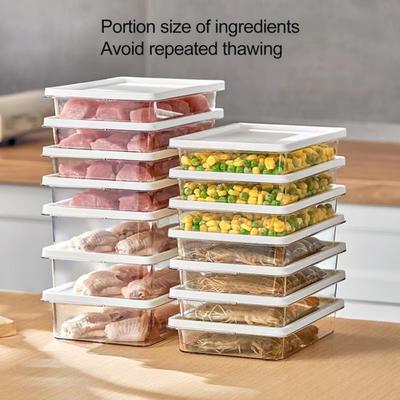 Ящик для хранения продуктов, штабелируемый, морозильник, холодильник, органайзер с крышкой, защита от замерзания, многоразовый