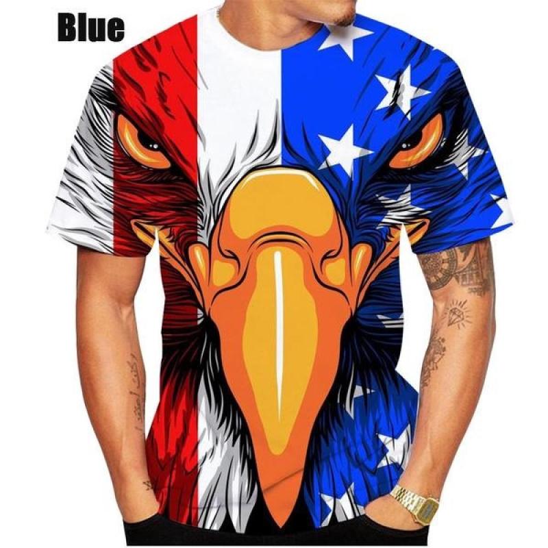 Мужская/Женская Повседневная Футболка с 3D Принтом Орла Уличная Одежда Для Отдыха С Коротким Рукавом Хип-Хоп Забавная Футболка