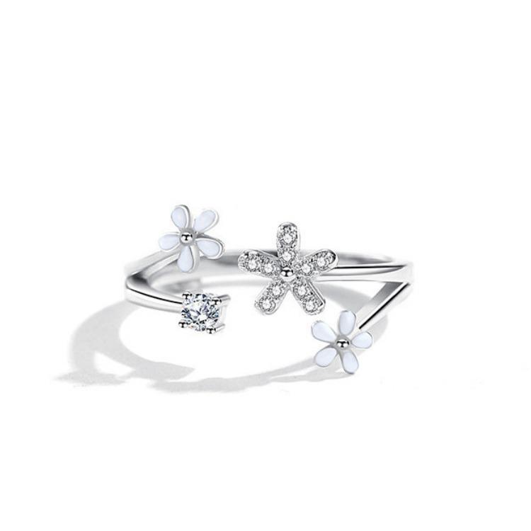 Кольцо с цветком ромашки, посеребренное 925 пробой, Свежий дизайн в лесном стиле, Идеальный подарок для девушки, Мизинец