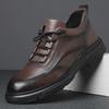 Мужские кроссовки из натуральной кожи: Модные повседневные и деловые туфли в британском стиле с круглым носком.