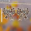 2D Flat Leopard Print Bow Women's Acrylic Dangle Earrings Autumn/Winter Christmas Party Jewelry Gift