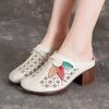 Summer Women's Shoes Cowhide Chunky Heel Leather Shoes Soft Bottom Slippers Ethnic Sandals