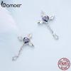 BAMOER стерлингового серебра 925 пробы ретро серьги-гвоздики с крестом винтажные серьги-цепочки для женщин вечерние вечерние с кубическим цирконием изящные ювелирные изделия