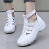 Fashion GKTINOO Women Platform Sandals Genuine Leather Comfy Flats Comfortable Ladies Casual Shoes White Sneakers Hollow Female Sandals