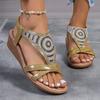 Fashion Shoes for Women 2024 Plus Size Basic Women's Sandals Casual Daily Sandals Women Crystal Elastic Band Wedge Fashion Shoes Female