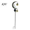 Waterproof Wrought Iron Lawn Ornaments Solar Halloween Metal Garden Stake Light, Auto On/Off Crescent Moon Black Cat with Hanging Powered Pathway