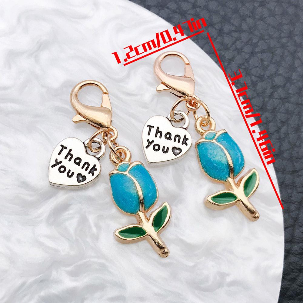 Красный кулон-сердце с тюльпаном и застежкой-карабином - Креативное украшение для сумки, подарок