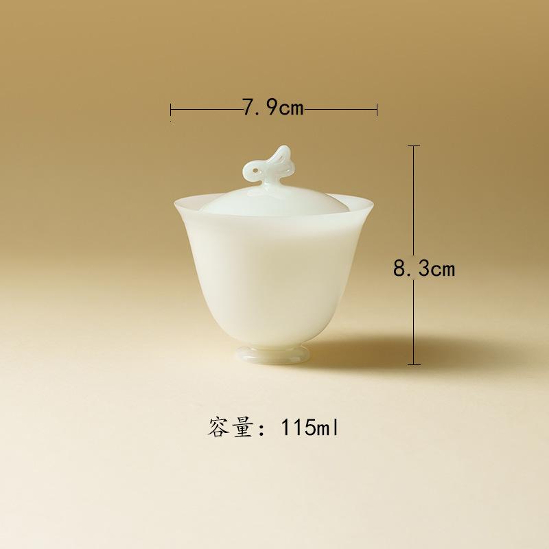 115ml Icy Jade Butterfly Dance Gaiwan Aesthetic Tea Tureen Tea Bowl With Lid Kit Tea Maker Cover Bowl Kung Fu Tea Set Decoration
