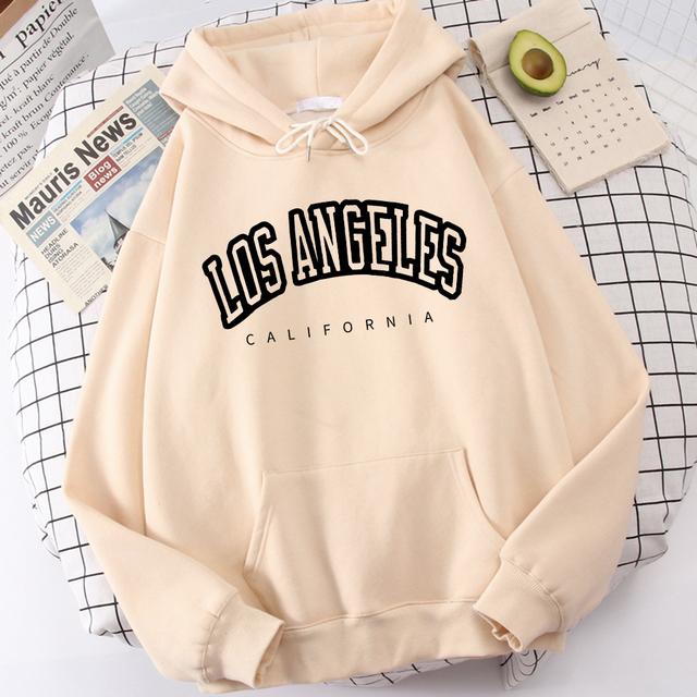 Женская толстовка с длинным рукавом Лос-Анджелес, Калифорния с буквенным принтом, модная негабаритная удобная спортивная одежда, свободная винтажная холодостойкая одежда