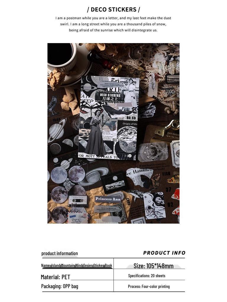 Infeel.Me Island Mountain Wind Series Sticker Book: DIY Journal Decoration - 4 Designs