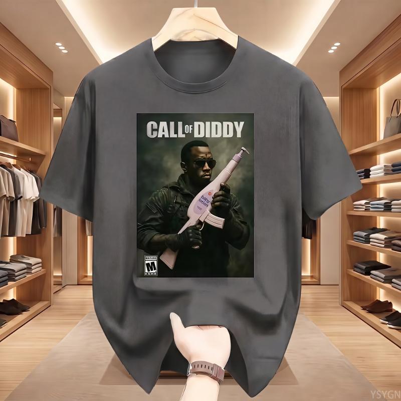 Call of Diddy T-shirt Men Women Parody Video Game Cover Graphic Tee Casual Round Neck Cotton Short Sleeve Tshirt
