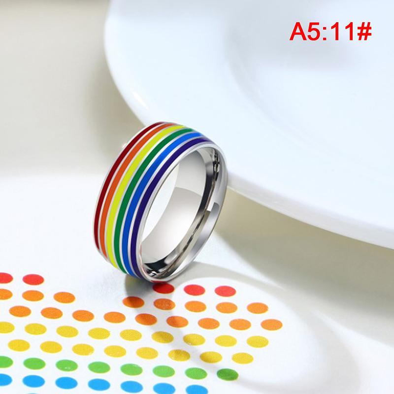 Эмалированное кольцо из нержавеющей стали с радужным ЛГБТ-кольцом для геев-лесбиянок