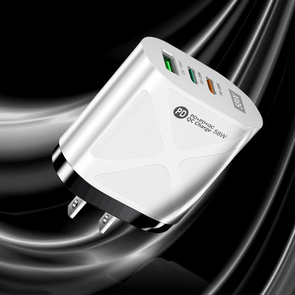 58W Dual Fast Charger with 2PD + QC3.0 for EU/US/UK/AU Plugs