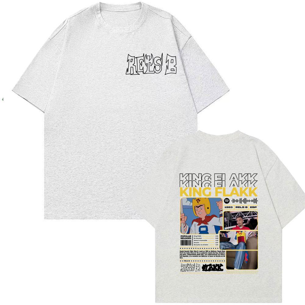 Rapper RELS B King Flakk Smile Album Cover T-shirt Men Women High Quality Hip Hop Gothic T Shirts Oversized Pure Cotton T Shirt