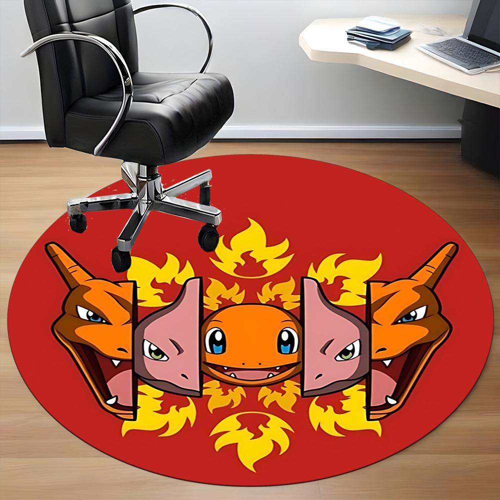 1pc Charmander Chair Carpet for Office Non-Slip, Soft & Comfortable, Carpet for Office, Gaming, Lightweight Round Floor Mat yy251021021