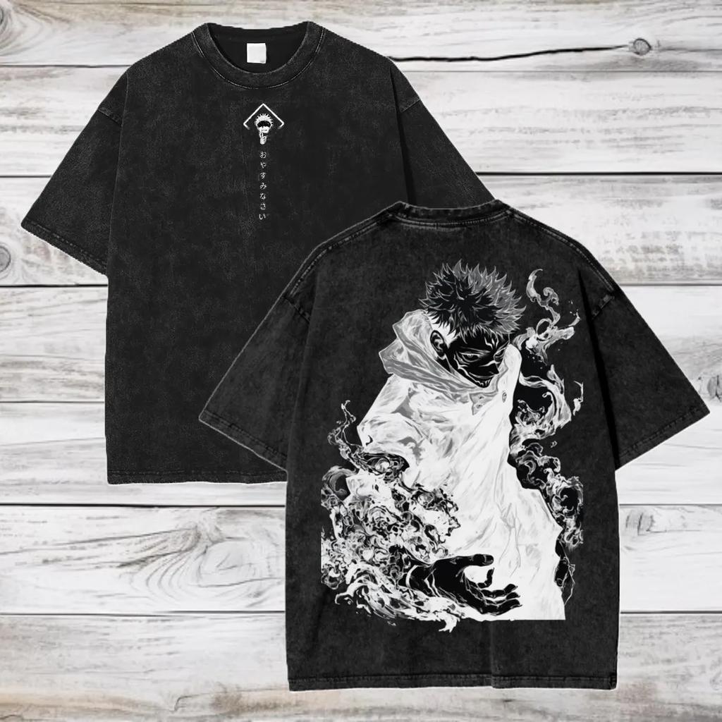 Gojo Satoru Jujutsu Kaisen Men Women Tshirt Washed Cotton T-shirt Clothing Summer Short Sleeve Oversized Tees Streetwear