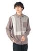 Shirt Polyester Patch Switching Long Sleeve Shirt BROWN S [Beams Heart] L/S Men's