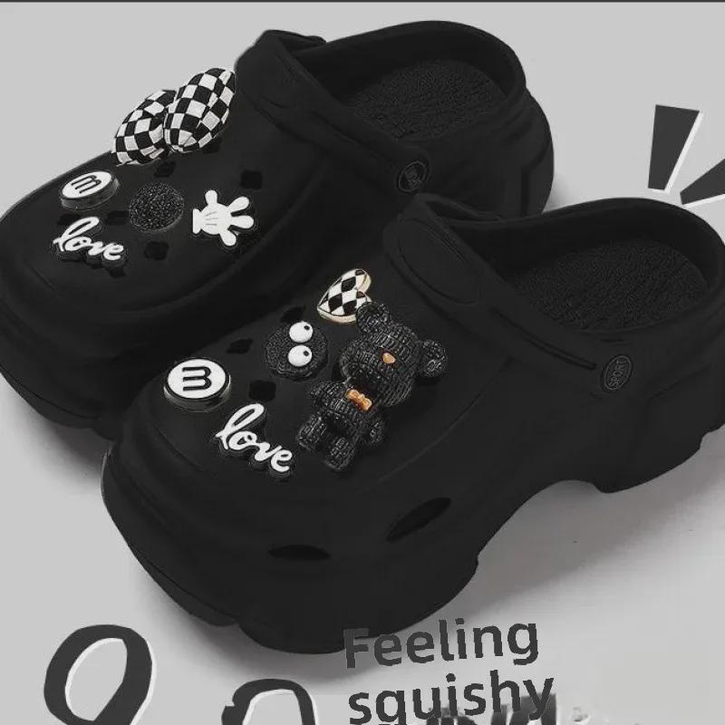 Женские летние 2024 года нескользящие пляжные сандалии Baotou на толстой подошве