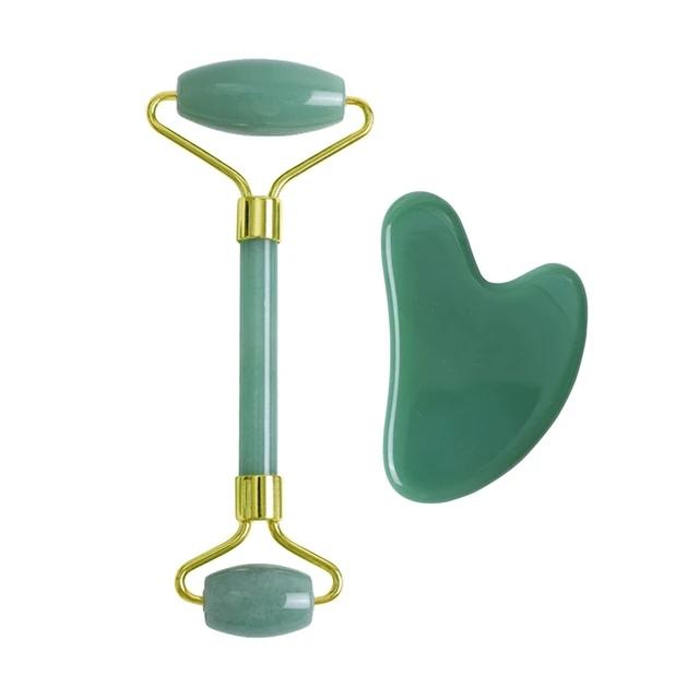 2/3/4pcs Natural Rose Quartz Obsidian Jade Roller Gua Sha Stone Set Gouache Scraper Facial Lifting Anti-Wrinkle Skin Care Tools