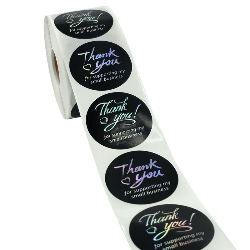 500 шт./рулон, уплотнительная наклейка «Спасибо», самоклеящаяся круглая этикетка, красочные наклейки 3,8 см