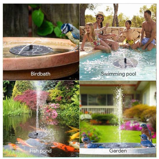 Solar Fountain Pump Kit Solar Powered Bird Bath Fountain with 6 Spray Nozzles