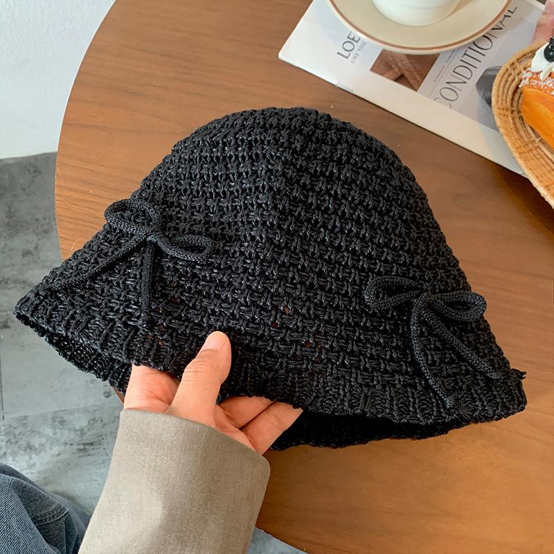 Женская панама с бантом, новая весенне-летняя дышащая солнцезащитная панама, маленькая шляпка, подчеркивающая лицо