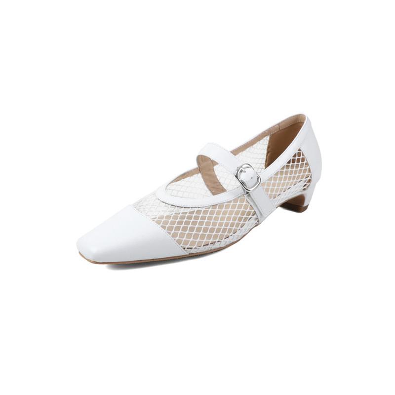 Модные новые летние сандалии Сандалии с квадратным носком для женщин Модные сандалии с сеткой и открытым носком на низком каблуке Женская обувь Туфли Мэри Джейн