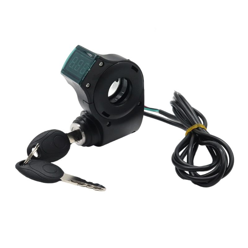 Electric Scooter Throttle Key Switches Lock Spare Part Electric Scooter Throttle Voltmeter with Digital Voltages Display