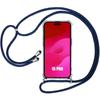 Cord Case for iPhone 15 Pro - Transparent Protection Reinforced Corner with Navy Blue Cord
